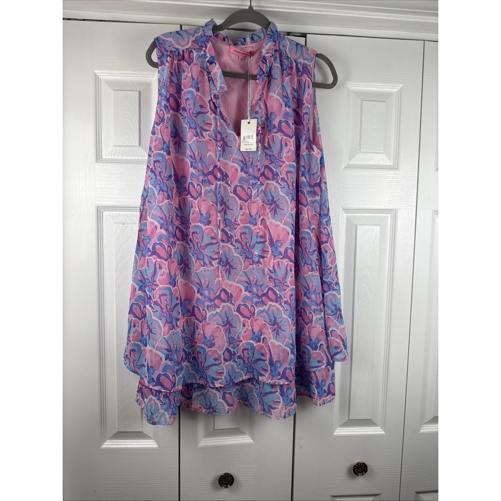 NWT Simply Southern Ruffle Neck Tunic Tropical Sz Large